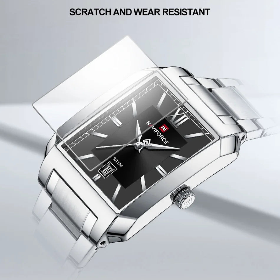 NAVIFORCE Luxury Couple Watch Stainless Steel Lover's Date Watches Quartz WristWatch For Women Men Simple Waterproof Clock Gift