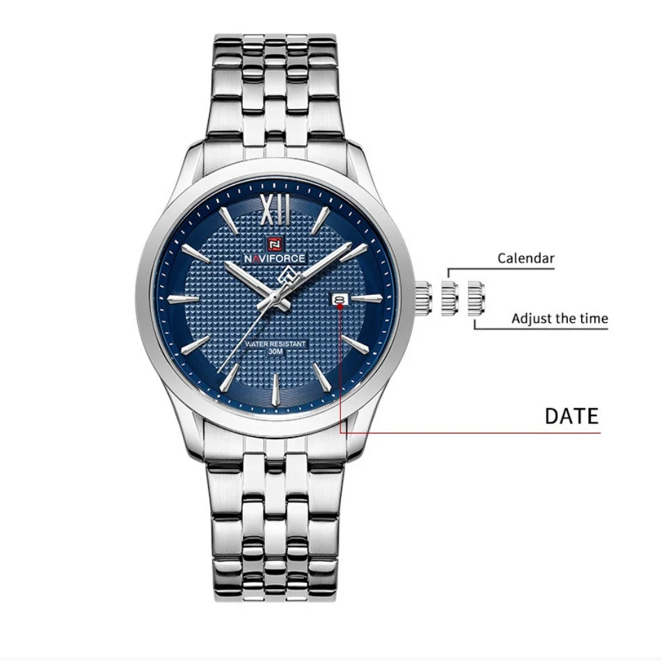 New Style NAVIFORCE Ultra Thin 9mm Minimalist Fashion Quartz Watch for Men Steel Band Auto Date Male Waterproof GIft Wristwatch