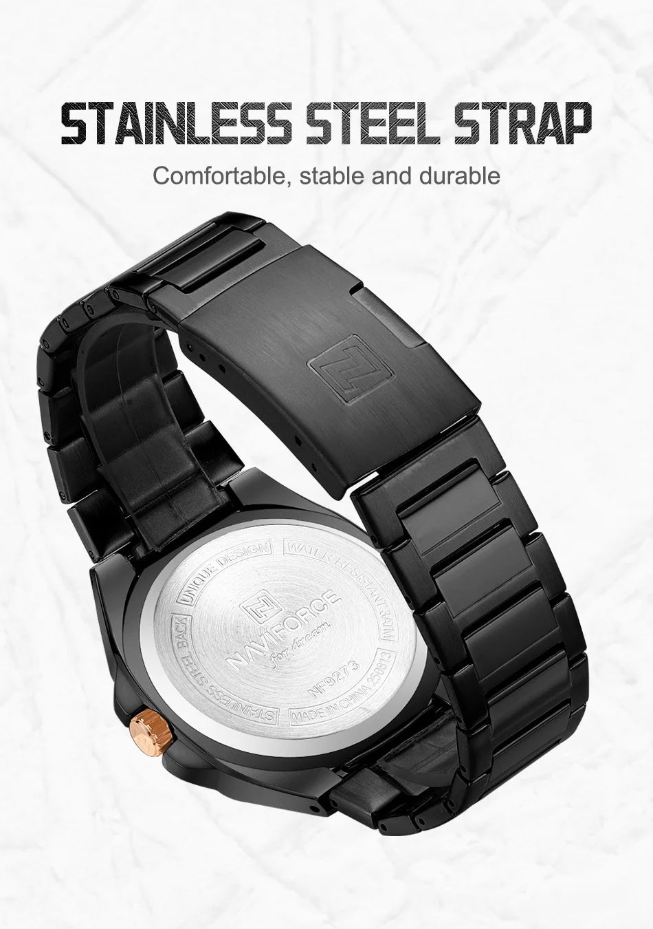 NAVIFORCE Male Quartz Stylish Wristwatch Date Week Display Waterproof Luminous Steel Band Man's Clock Luxury Wristwatch Gift Box
