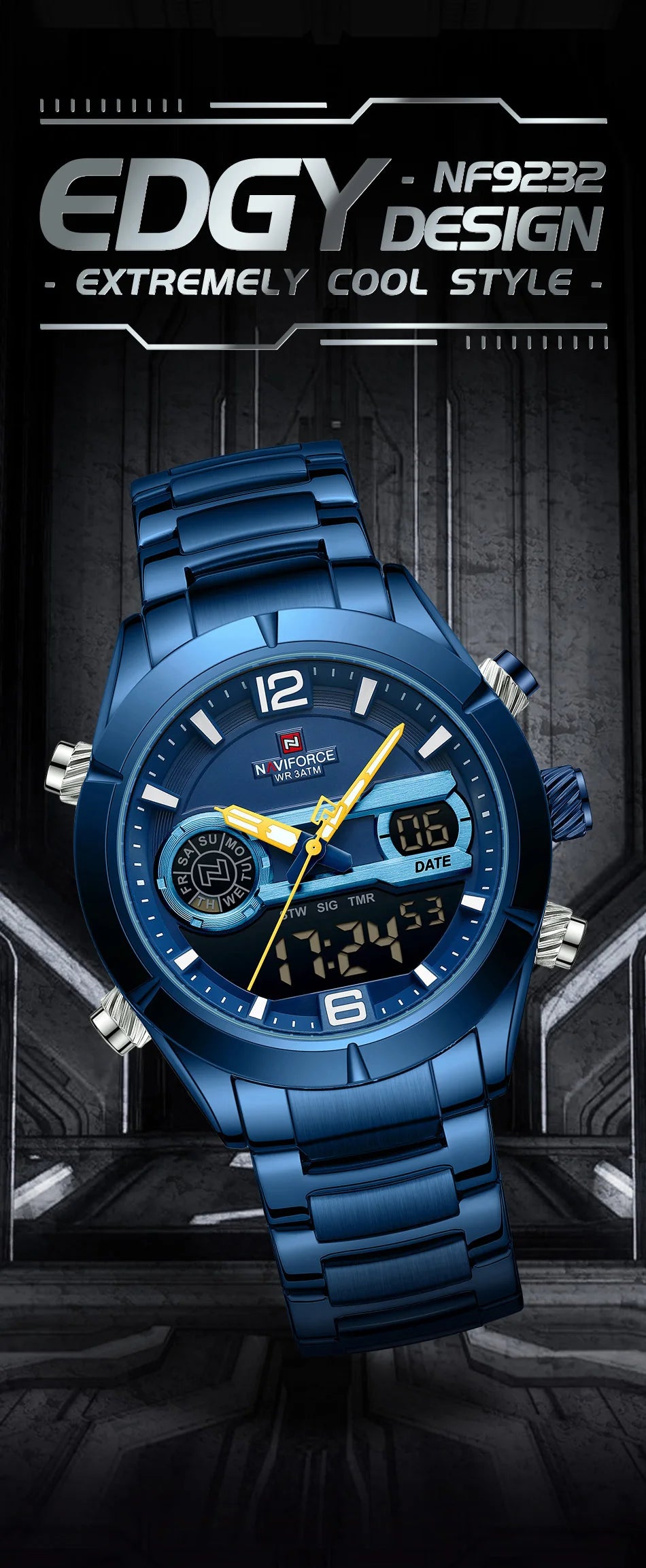 NAVIFORCE Design Watch For Men Luxury Waterproof Sport Calendar Quartz Wristwatches Dual Display Chronograph Clock Reloj Hombre