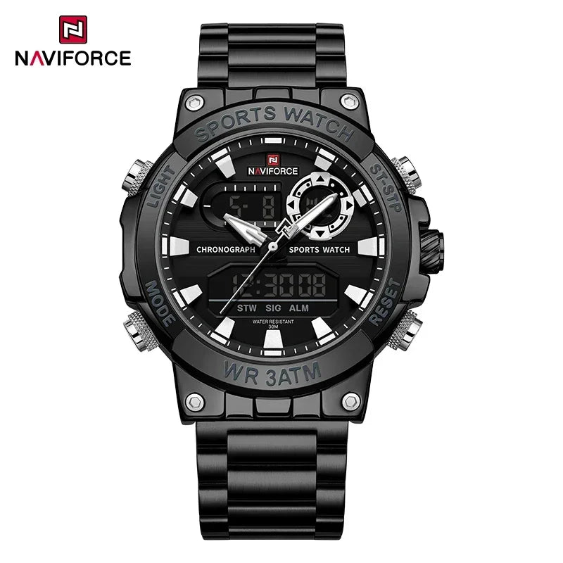 NAVIFORCE Men Military Watch Waterproof Wristwatch Dual Display Quartz Clock Sport Watch Male Big Watches Men Relogios Masculino