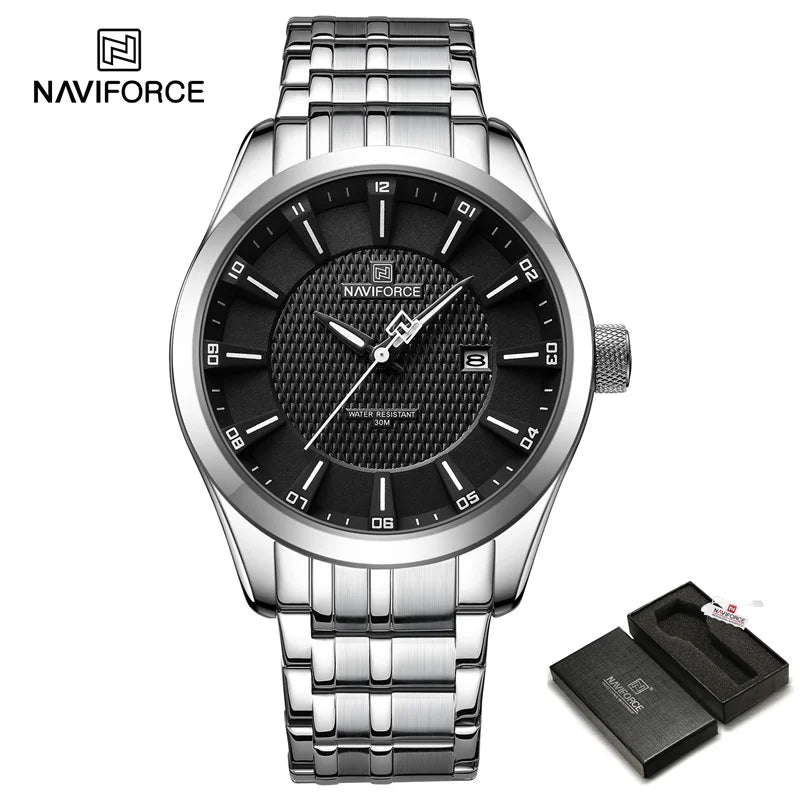 NAVIFORCE New Style Men's Quartz Business Watch Waterproof Sports Casual Stainless Steel Strap Men Date Clock Relogio Masculino