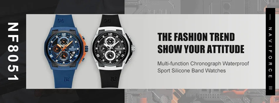 NAVIFORCE Mens Watch Original Simple Brand Quartz Watch Japan Movement Genuine Band Luminous Dual Display Watches For Men Gifts