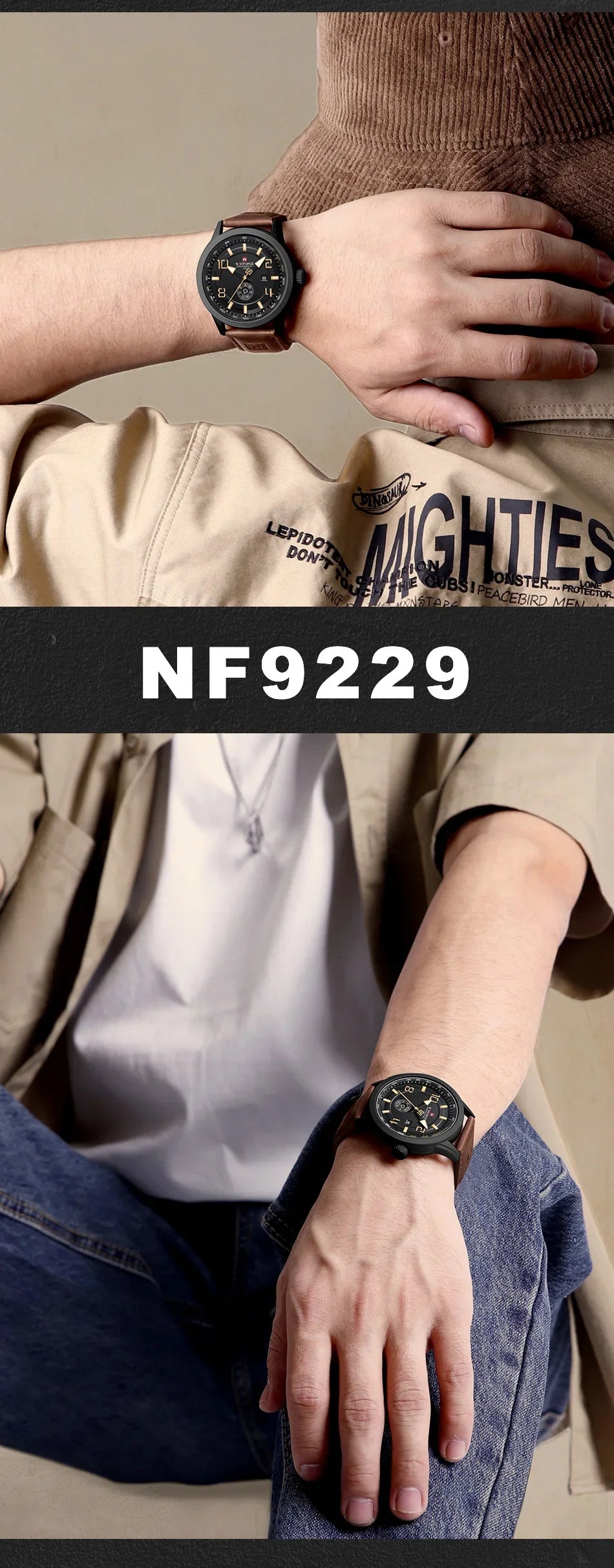 NAVIFORCE Watches for men Fashion Sports PU Strap 30m Waterproof Quartz Calendar Display Wristwatch Male Gift Relogio Masculino