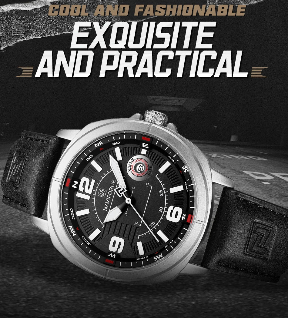 NAVIFORCE New Watches for Men Quartz Calendar 3ATM Waterproof Clocks High Quality PU Strap Male Business Wristwatch Reloj Hombre