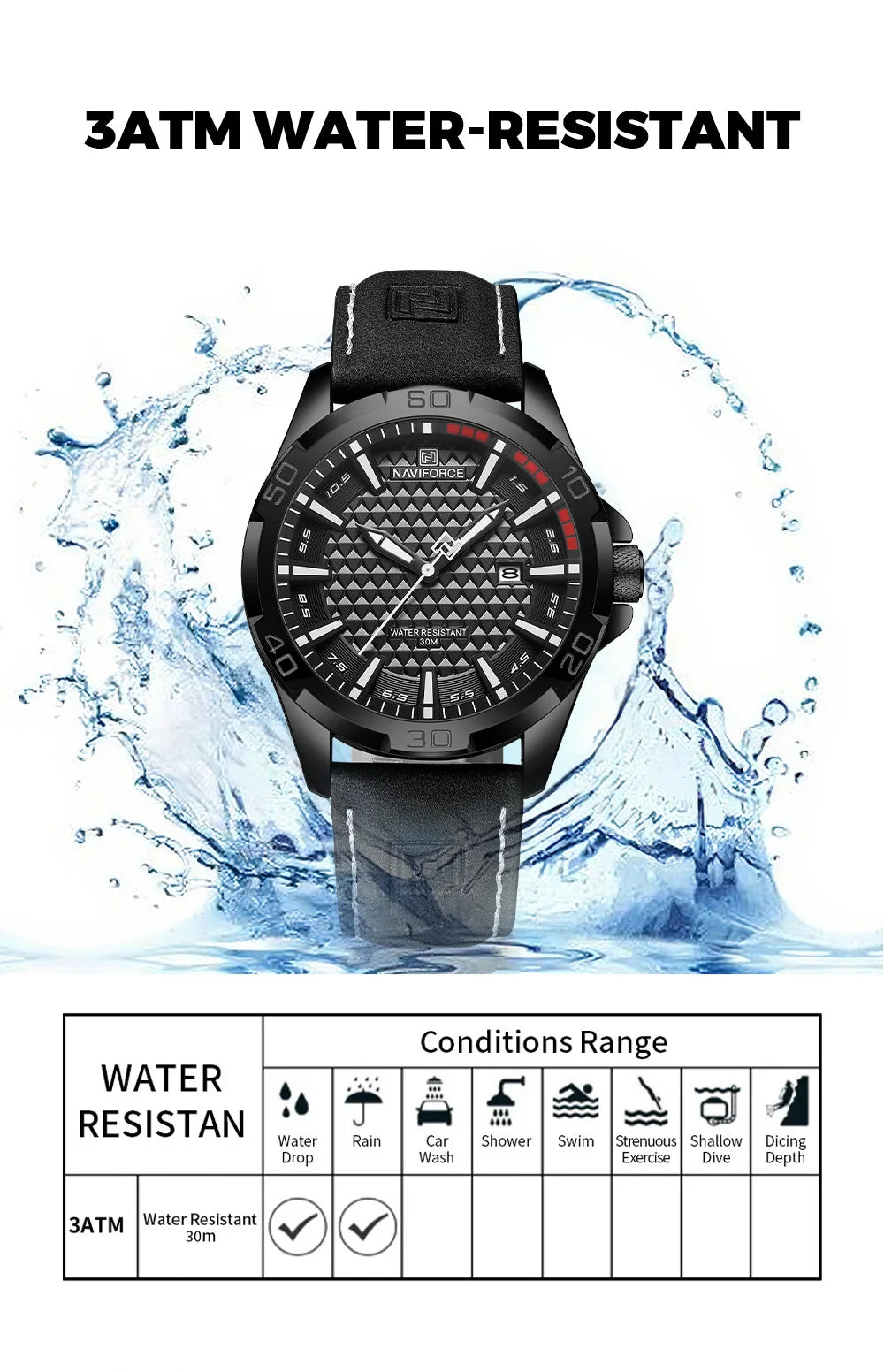 Original Brand Naviforce High Quality Men's Watches Leather Strap Male Waterproof Wristwatch Quartz Date Clock RelogioMasculino