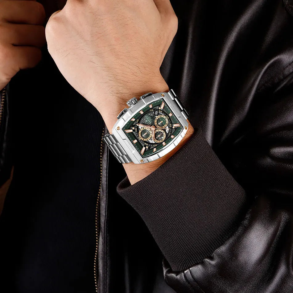 NAVIFORCE Quartz Watch for Men Fashion Waterproof Luminous Chronograph Wristwatch Auto Date Stainless Steel Strap Clock Gift
