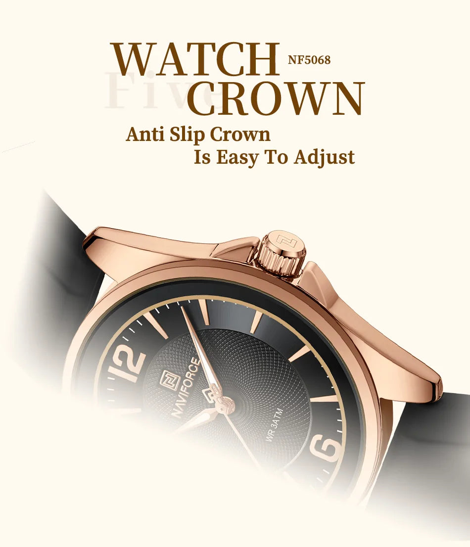 NAVIFORCE Original Women's Watches Classic Round Dial Silicone Strap 3ATM Waterproof Luxury Watch for Women Give for girls gifts