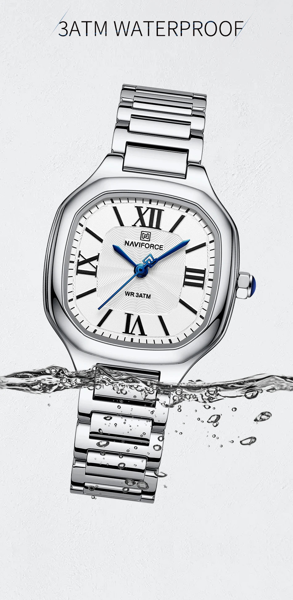NAVIFORCE Women's Casual Fashion Quartz Watch Unique Design Waterproof Steel Strap Elegant Ladis Daily Wear Wristwatch Gift Box