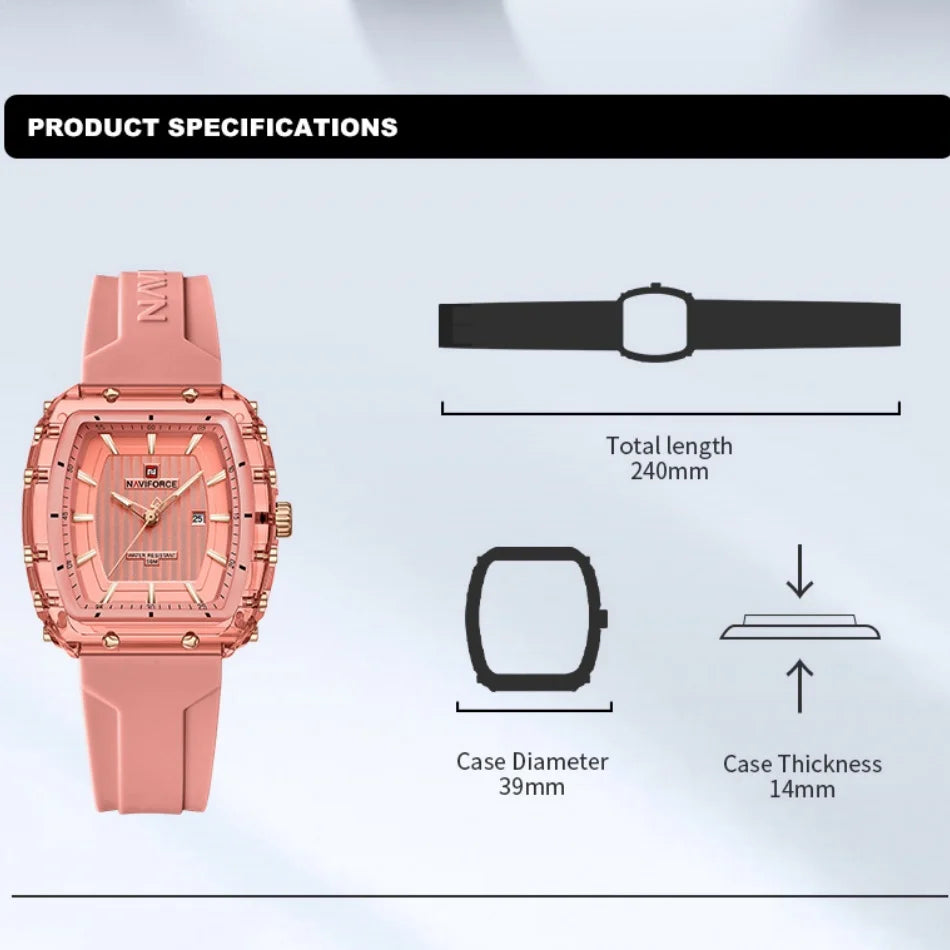 NAVIFORCE Women Watch Luxury Brand Fashion Simple Quartz Calendar Ladies Watch Waterproof Wristwatch Lady Clock Relogio Feminino