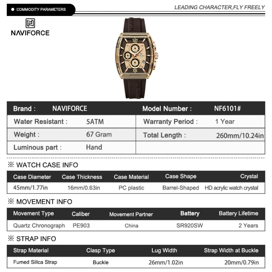 NAVIFORCE Watches for men luxury Sports Waterproof Silicone Band Quartz Wristwatch Luminous Chronograph Clock Gift+ Box