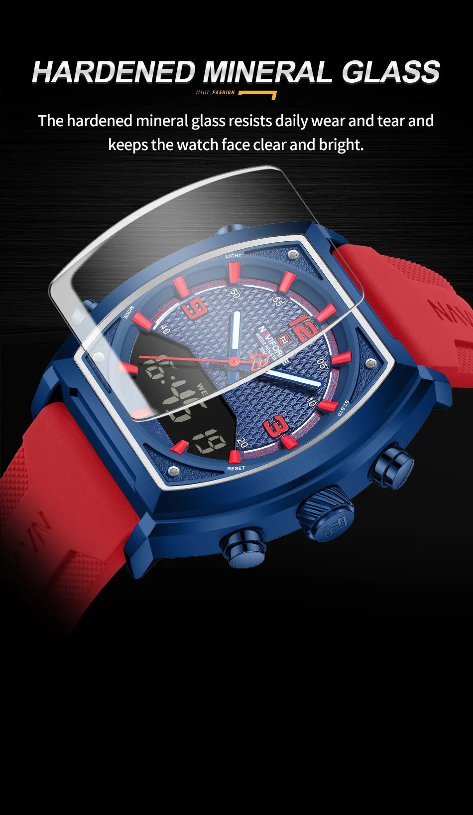 NAVIFORCE Fashionable Man's Quartz Watch Waterproof Dual Display Luminous Military Style Male Sports Wristwatch Gifts Box NF9242