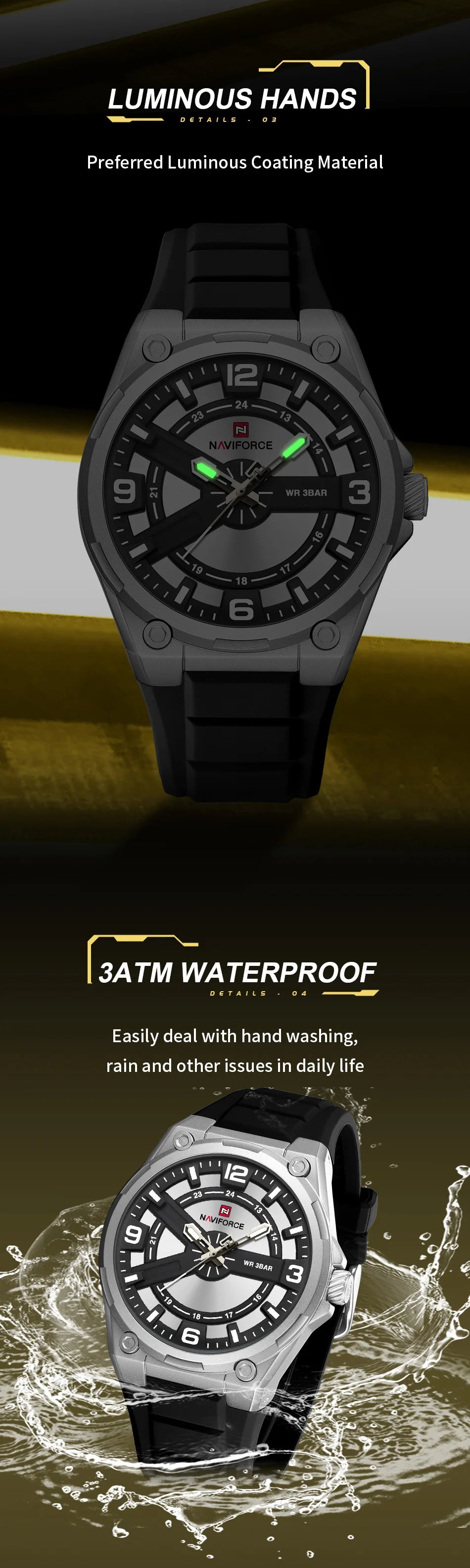 NAVIFOCE Luxury Business Men Watch Sport Men Watch Waterproof Quartz Clock Man Wheel dial WristWatch Relogio Masculino Silicone