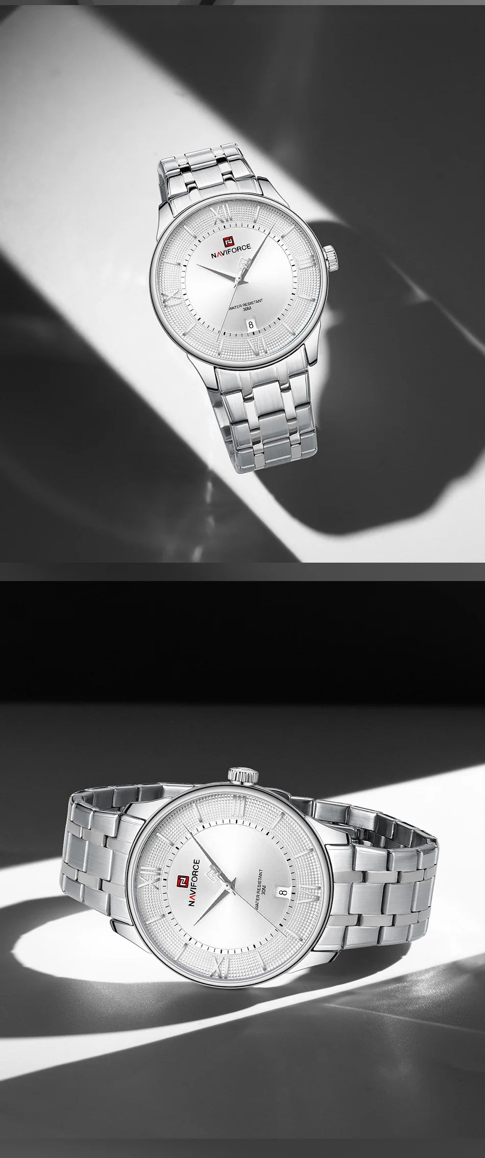 NAVIFORCE Man's Watch Quartz Calendar 30M Waterproof Stainless Steel Male Stylish Daily Luxury Wristwatch Gifts Box Father's Day