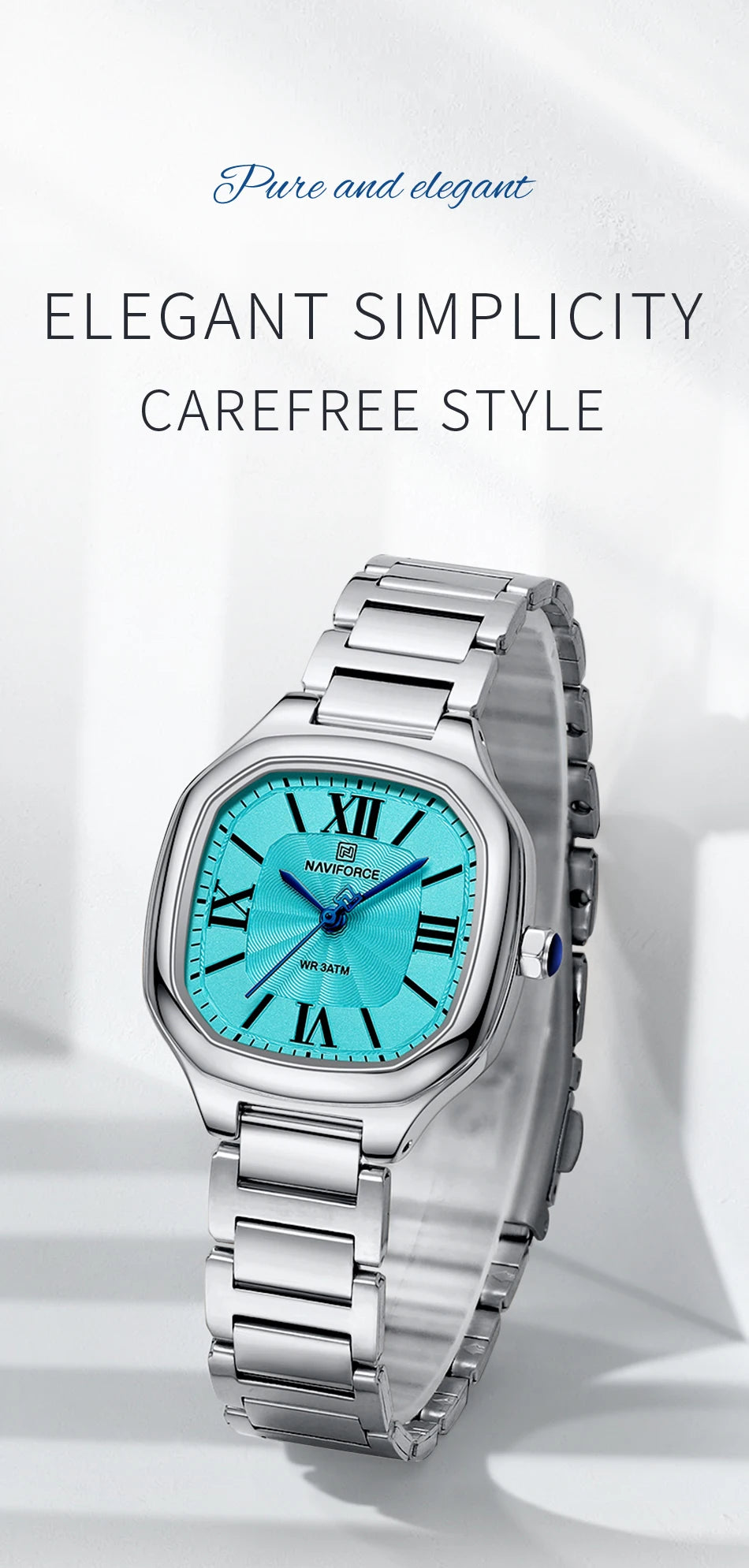 NAVIFORCE Women's Casual Watch Stainless Steel Bracelet Fashion Business Waterproof Quartz Wristwatches Ladies' Relogio Feminino
