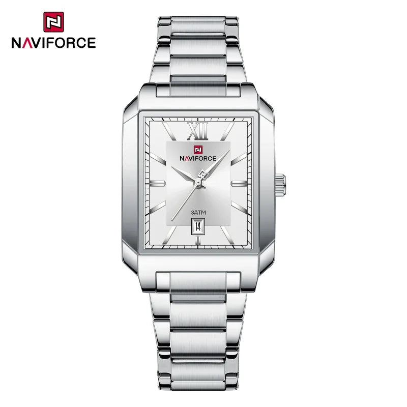 NAVIFORCE Luxury Couple Watch Stainless Steel Lover's Date Watches Quartz WristWatch For Women Men Simple Waterproof Clock Gift