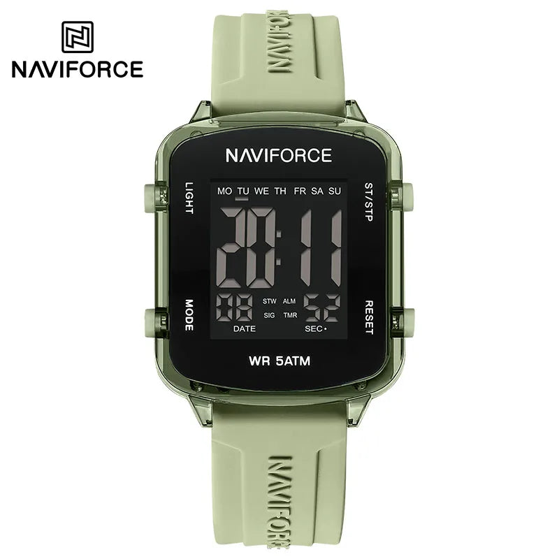 NAVIFORCE Watches for Woman LCD Digital 5ATM Waterproof Date Display Soft Silicone Strap Female Daily Casual Sports Wristwatch