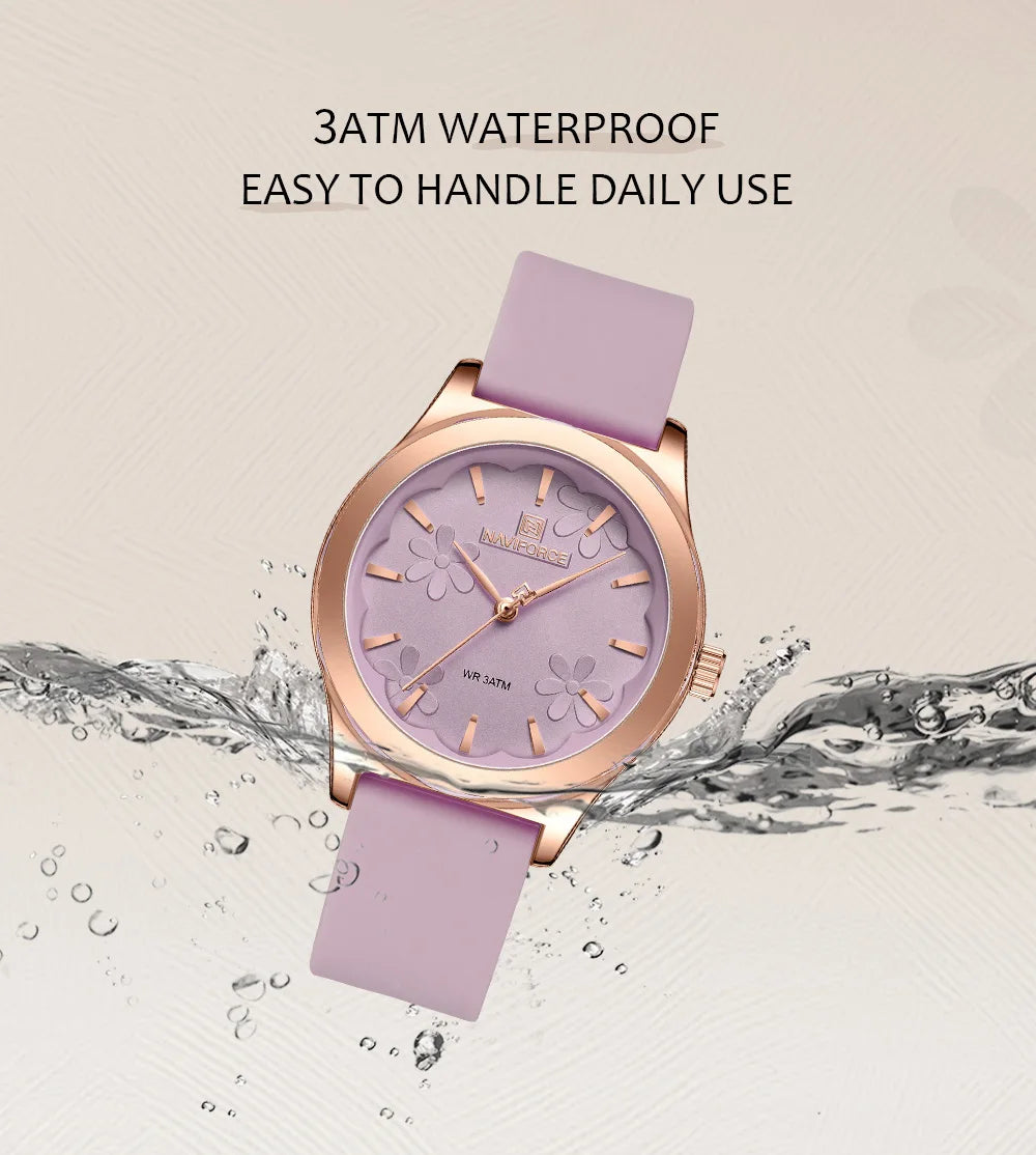 NAVIFORCE Simple Fashion Quartz Wristwatches Women Wrist Watches Silicone Strap Waterproof Watch Wholesale Hot Sale Reloj Mujer