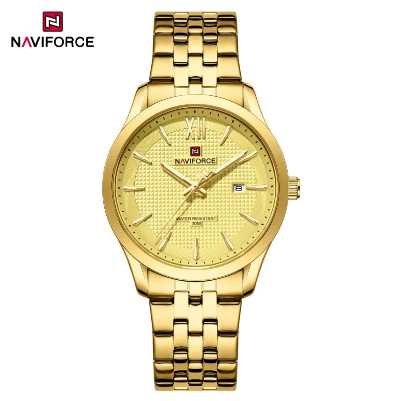 New Style NAVIFORCE Ultra Thin 9mm Minimalist Fashion Quartz Watch for Men Steel Band Auto Date Male Waterproof GIft Wristwatch