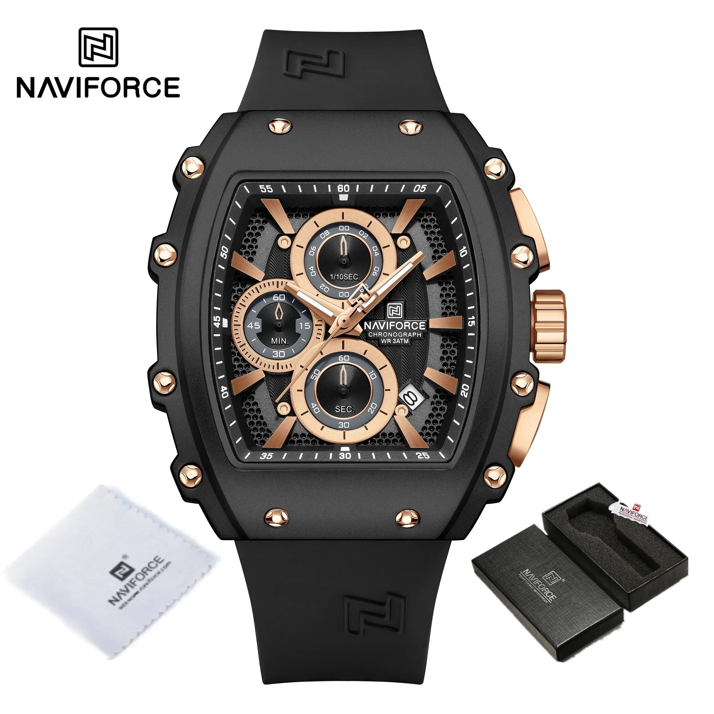 NAVIFORCE Luxury Men's Watch Quartz 30M Waterproof Chronograph Bucket with Night Light Display Sports Business Relogio Masculino