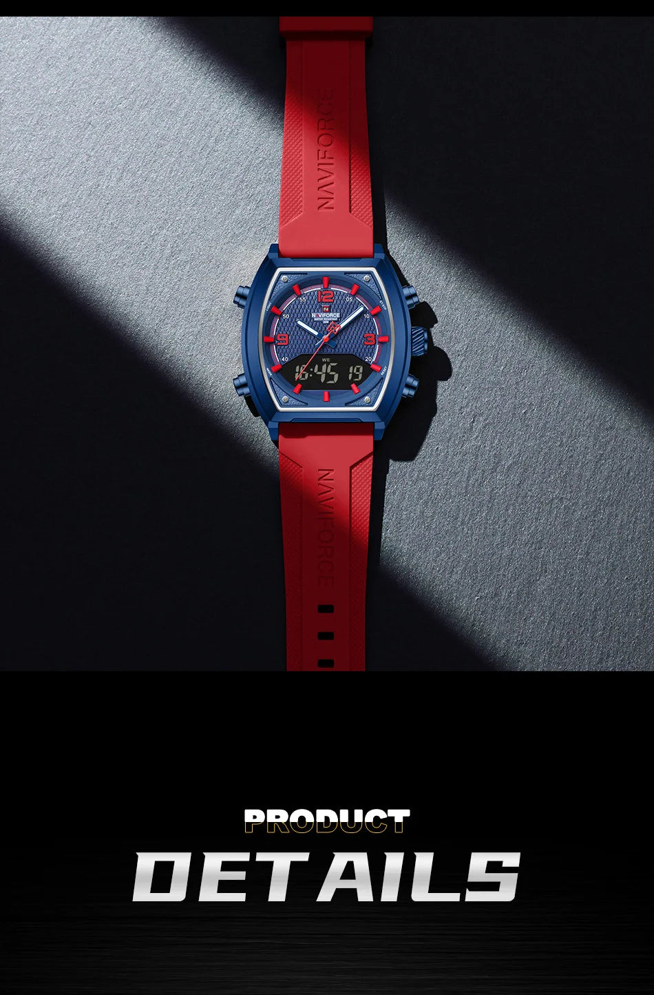 NAVIFORCE Fashionable Man's Quartz Watch Waterproof Dual Display Luminous Military Style Male Sports Wristwatch Gifts Box NF9242
