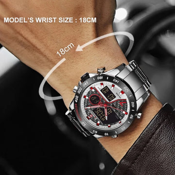 NAVIFORCE Man's Quartz Watch Dual Display Luminous Stainless Steel Strap Male Fashion Business Father's Day Wristwatch Gifts Box