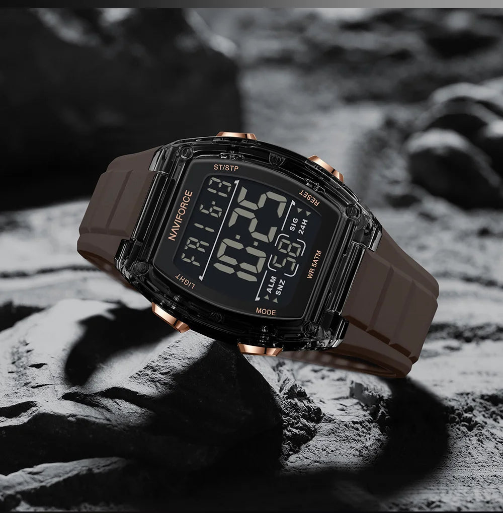 NAVIFORCE Men's Watch Alloy Dial Analog LCD Digital Display Sport Waterproof Quartz Wristwatch Date Chronograph Luminous Clock
