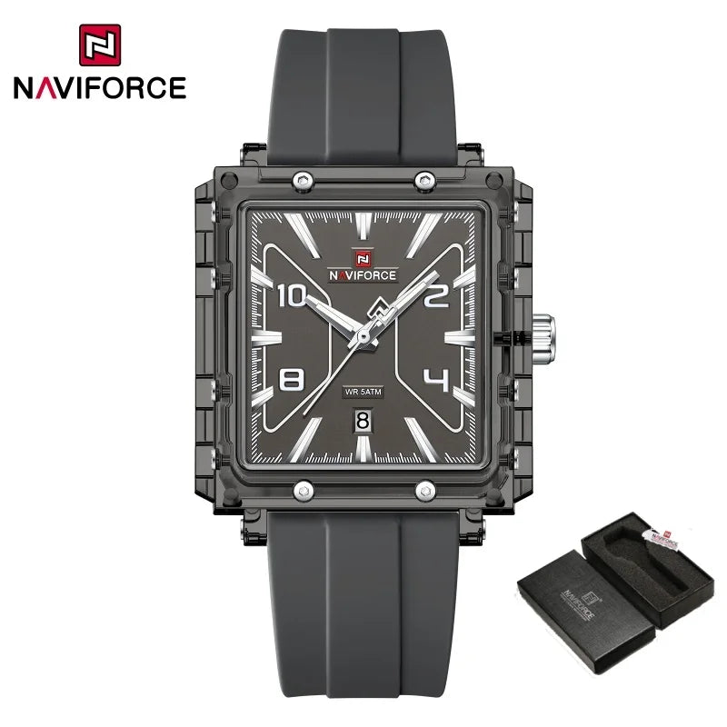 NAVIFORCE High Quality Men Watches 50M Waterproof Sport Date Display Quartz Watch Silicone Luminous Hands boy gift Reloj Hombre