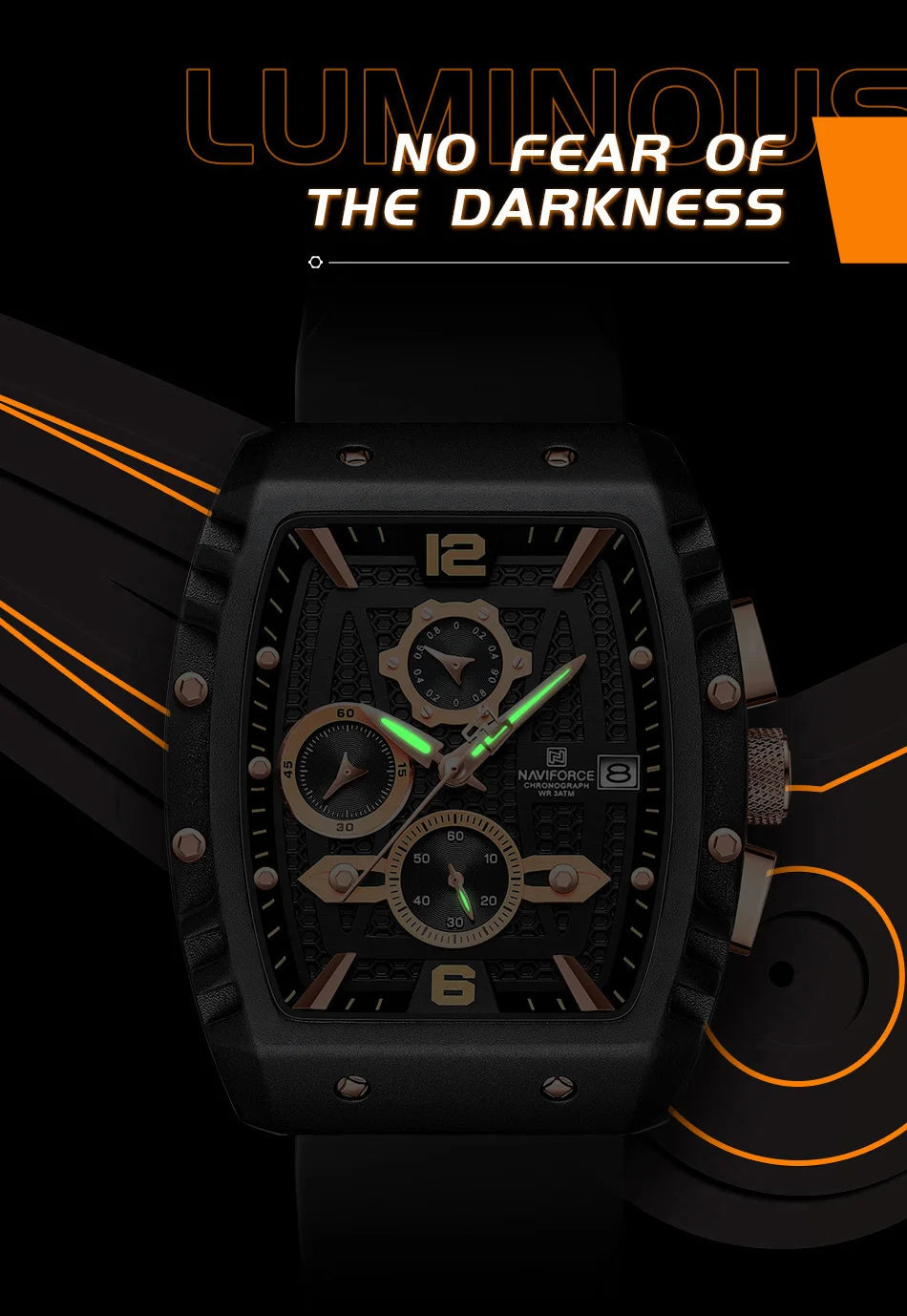 NAVIFORCE Brand New Design Men's Watches Silicone Band Military Quartz Wristwatches Fashion Waterproof Clock Relogio Masculino