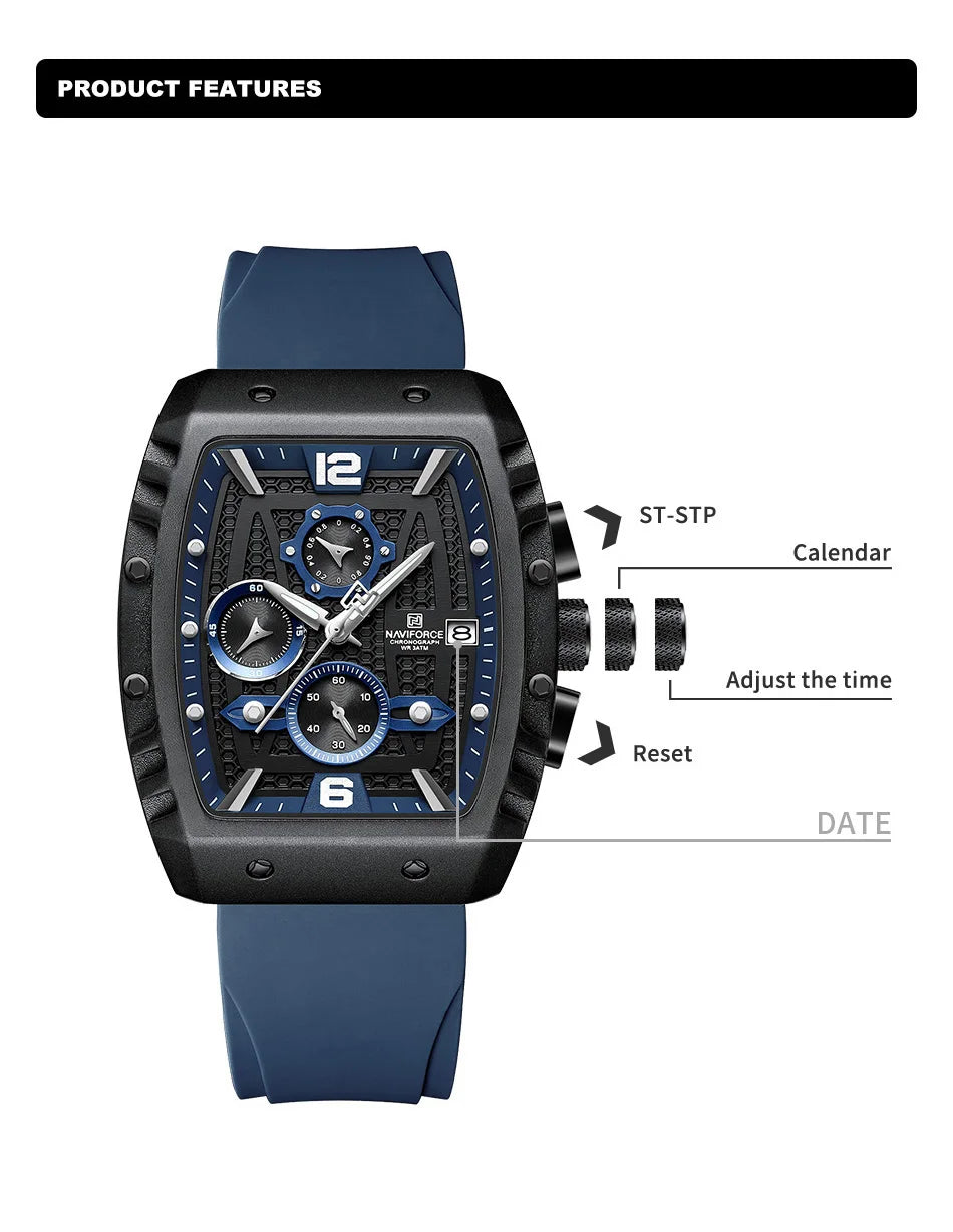 2024 Top Brand NAVIFORCE New Men Luxury Watches Chronograph Sport Quartz Wristwatch Waterproof Luminous Date Clock Reloj Hombre