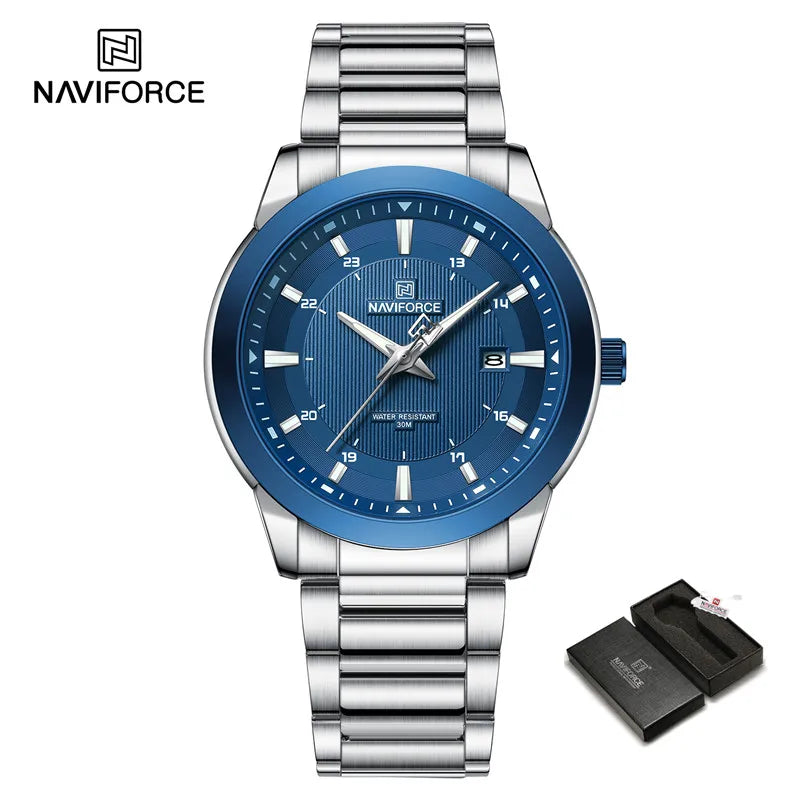 NAVIFORCE Brand New Fashion Casual Men Watch Stainless Steel Water Resistant Calendar Quartz Wristwatches Relogio Masculino 2023