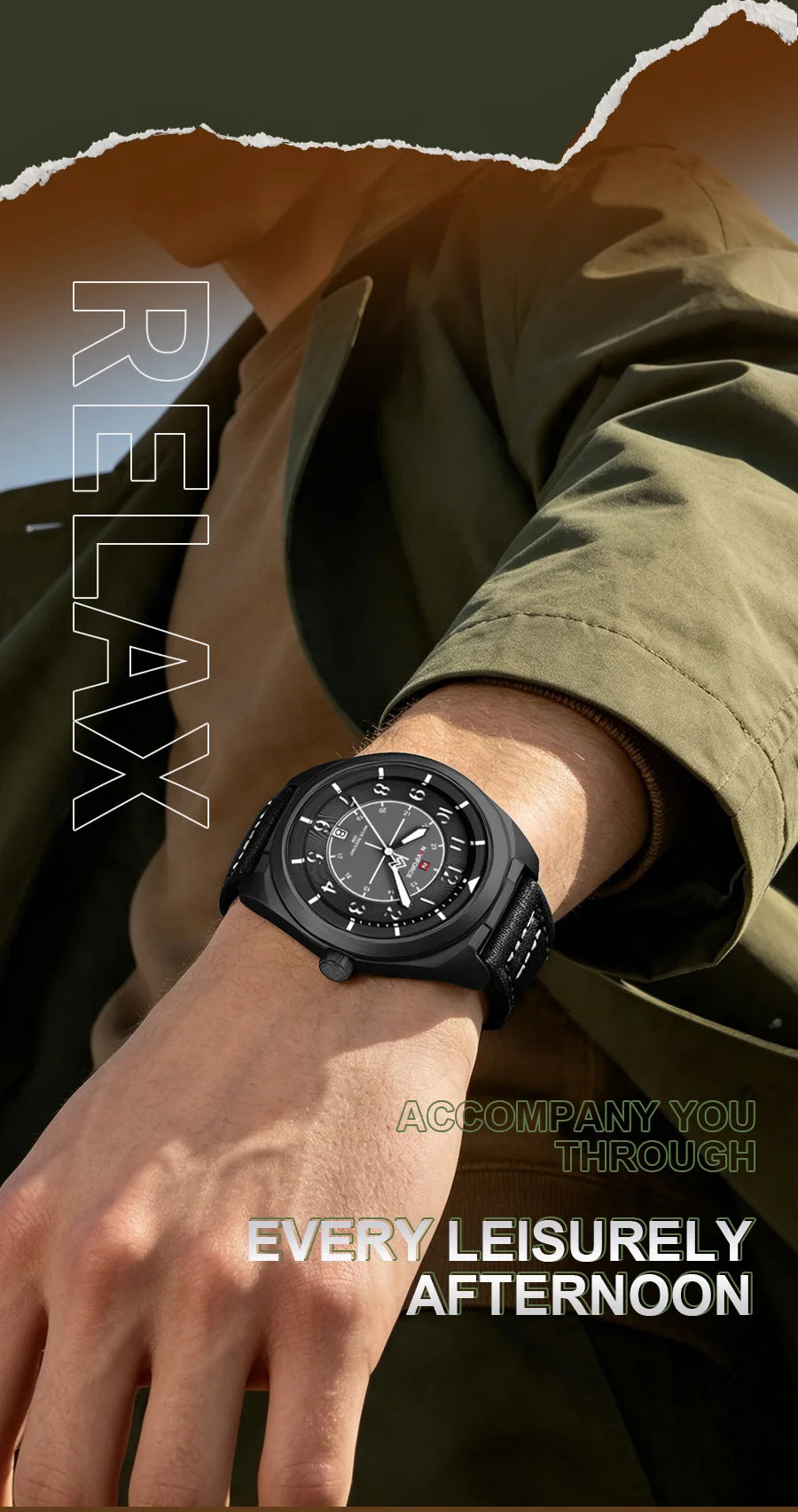 NAVIFORCE Simple Men Quartz Calendar Watch 3ATM Waterproof Genuine Leather Strap Business Casual Fashion Mature Style Wristwatch