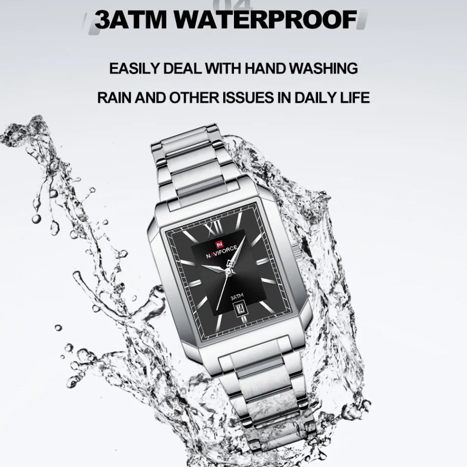 NAVIFORCE Luxury Couple Watch Stainless Steel Lover's Date Watches Quartz WristWatch For Women Men Simple Waterproof Clock Gift