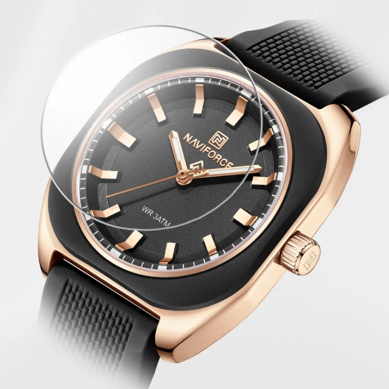 NAVIFORCE Simple Women Watches Quartz Waterproof Polygon Dial Luminous Silicone Watch Ladies Luxury Wristwatch Gift Box NF5061