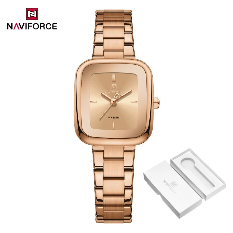 NAVIFORCE Unique Square Watches for Women 30M Waterproof Women's Stainless Steel Watches Sports Fashion Ultra Light Girls' Watch