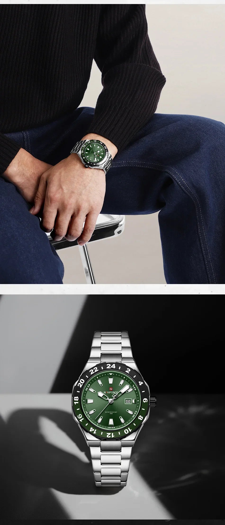 NAVIFORCE Men's Sport Casual Watch Men Military Quartz Wristwatch Date Display Waterproof Male Clock Watches Relogio Masculino