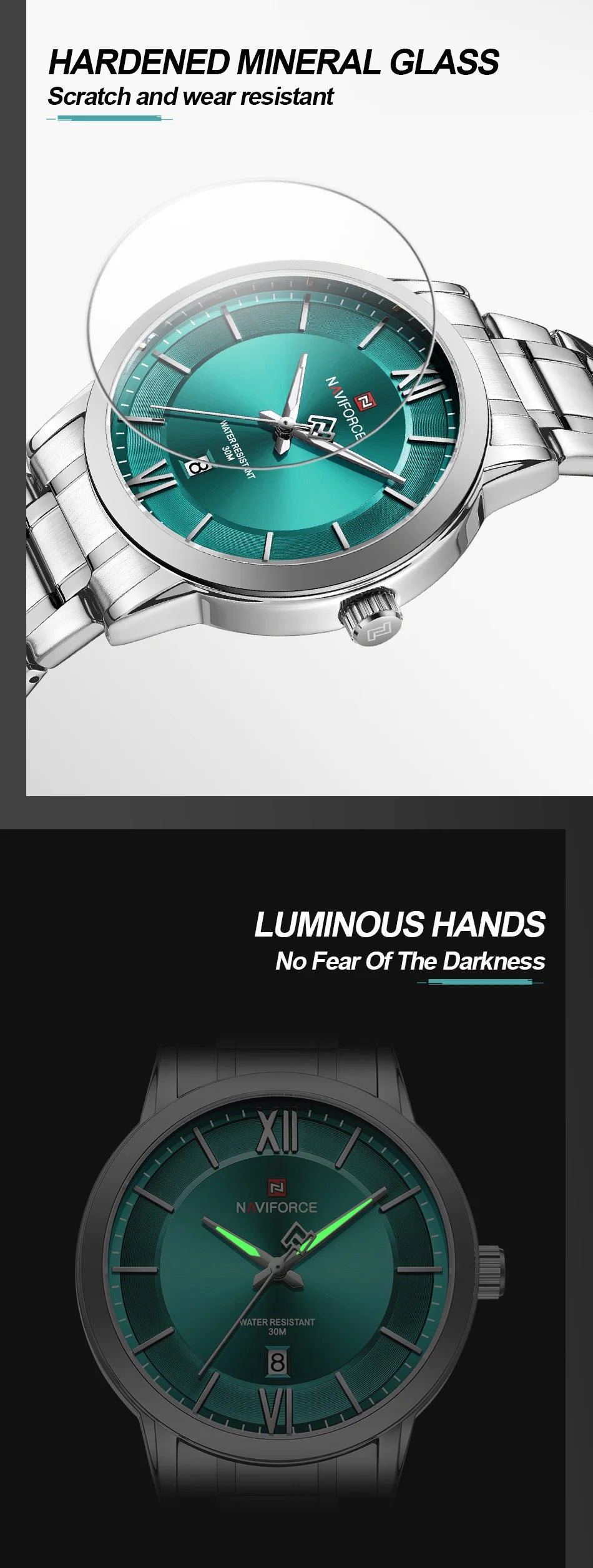 NAVIFORCE Original Watches for Men Quartz Waterproof Calendar Clock Steel Strap Military Luxury Sports Male Wristwatch Gift Box
