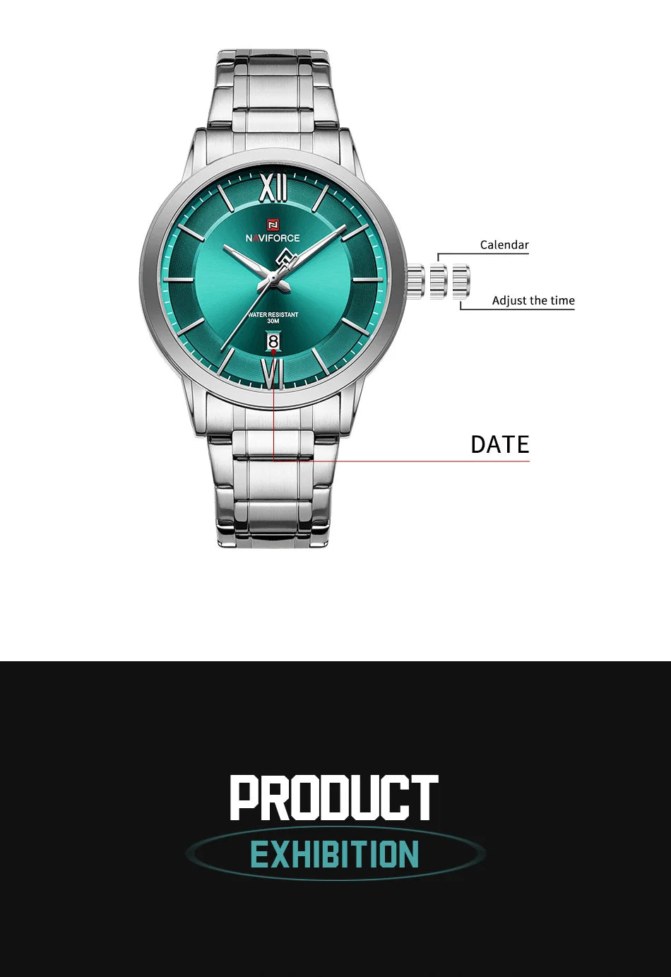 NAVIFORCE Original Watches for Men Quartz Waterproof Calendar Clock Steel Strap Military Luxury Sports Male Wristwatch Gift Box