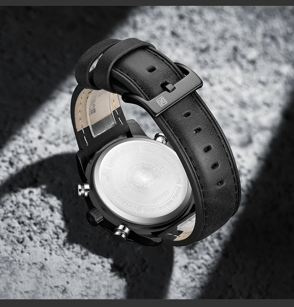 NAVIFORCE Men Quartz Watch Dual Time Date Night Illumination Classic Business Male Clock Luxury Original Waterproof Wristwatch