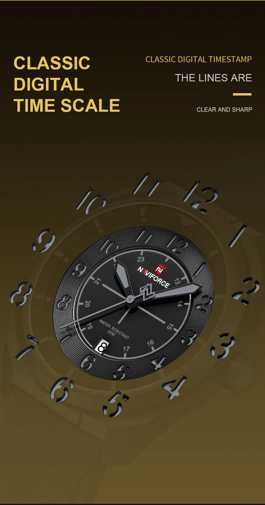 NAVIFORCE Men's Watch 30M Waterproof Quartz Calendar Silicone Strap Luminous Casual Sport Simple Fashion Man Wristwatch Gift Box