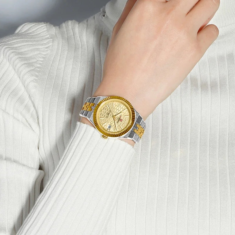 NAVIFORCE Women Watches Quartz Wristwatch Waterproof High Quality Ladies Steel Bracelet Female Romantic Stylish Business Clock