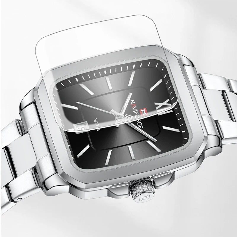 NAVIFORCE Square Design Lover's Watches Original Casual Waterproof Calendar Luxury Sports Quartz Watch for Women Men Date Gift