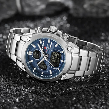 NAVIFORCE Watch For Men Stainless Steel Sport Casual Fashion Dual Display Sport Multifunction Chronograph men Waterproof Watch