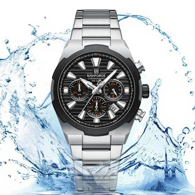 NAVIFORCE Man's Watch Mutifunction Chronograph Quartz Calendar Display Luminous New Men Clock Military Style Wristwatch Gift Box