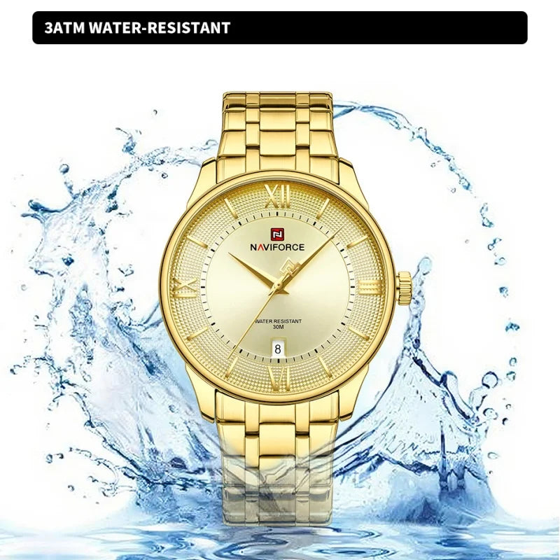 Top Brand NAVIFORCE Men's Watches Stainless Steel Week Date Clock Waterproof Luxury Male Quartz Wristwatches Relogio Masculino