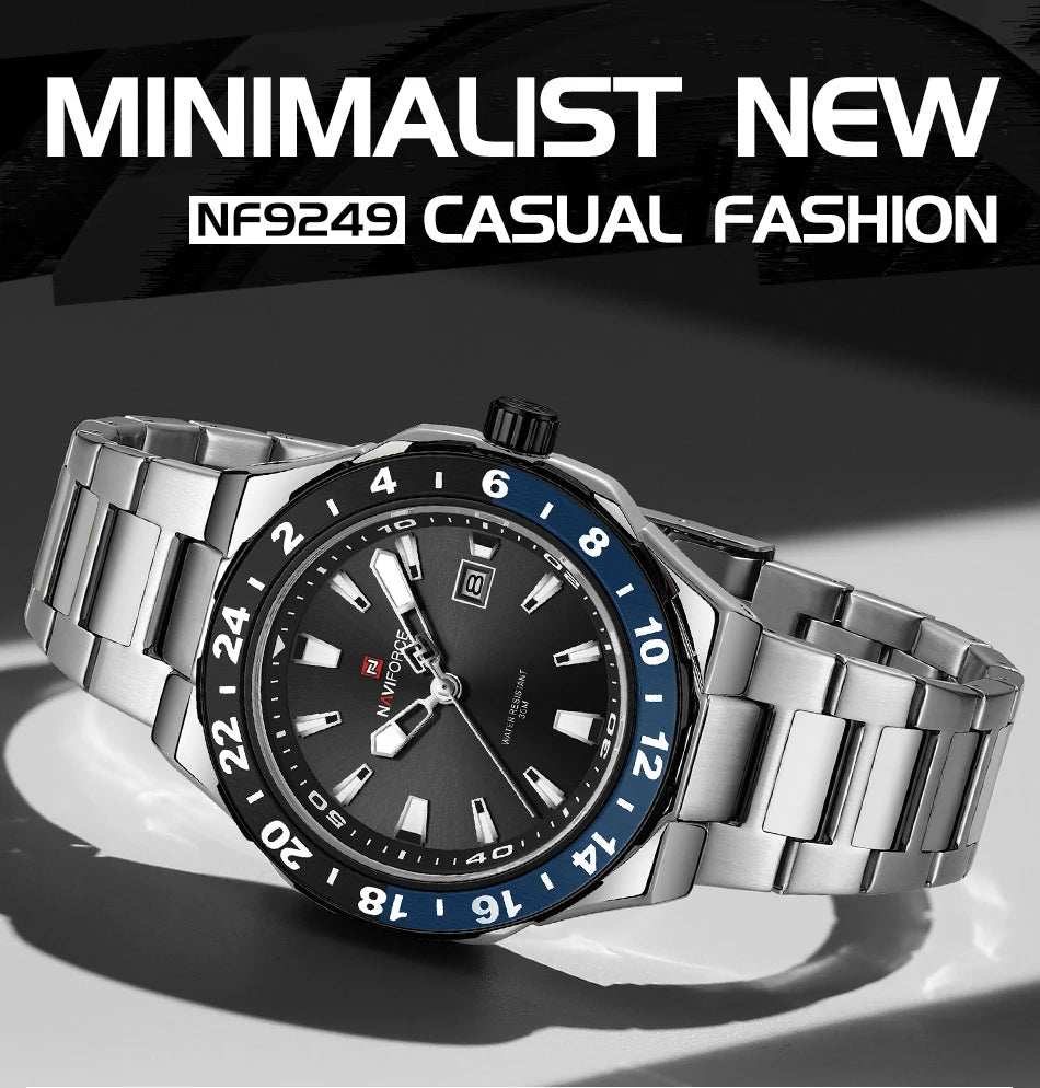 NAVIFORCE Watches for Man Luxury Sports Quartz Clock Luminous Calendar Stainless Steel Waterproof Wristwatch Relogio Masculino