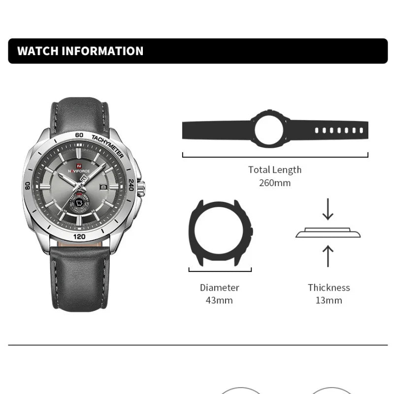 Relogo Masculino NAVIFORCE Business Watch Men Outdoor Casual 3ATM Waterproof Man Wristwatches Top Brand Luxury Boy GIft Watches