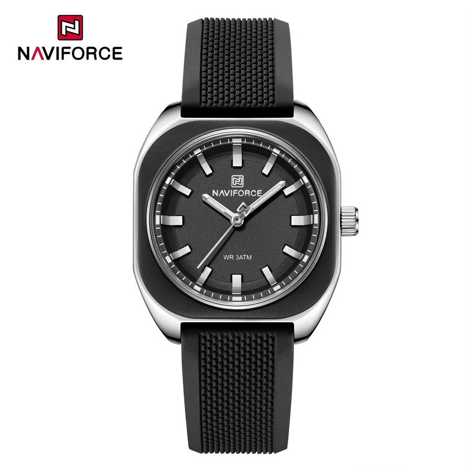 NAVIFORCE Simple Women Watches Luxury Design Silicone Watch Ladies Quartz Wristwatch Womens Polygon Dial Luminous Reloj Mujer