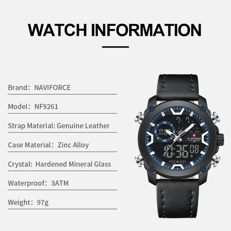 New NAVIFORCE Brand Watch Men Genuine Sports Watches Men's Army Military Quartz Wristwatch Chronograph Male Date and Date Clock