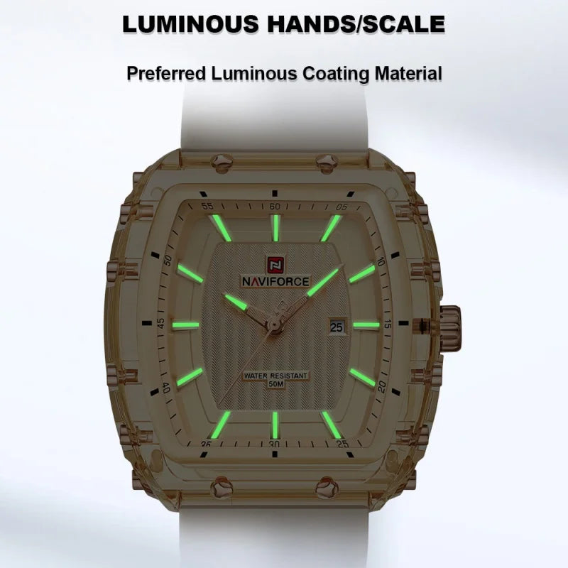NAVIFORCE Woman's Watch Quartz Calendar 5ATM Waterproof Silica Strap Elegant Ladies Luxury Stylish Simple Wristwatch Gift Box